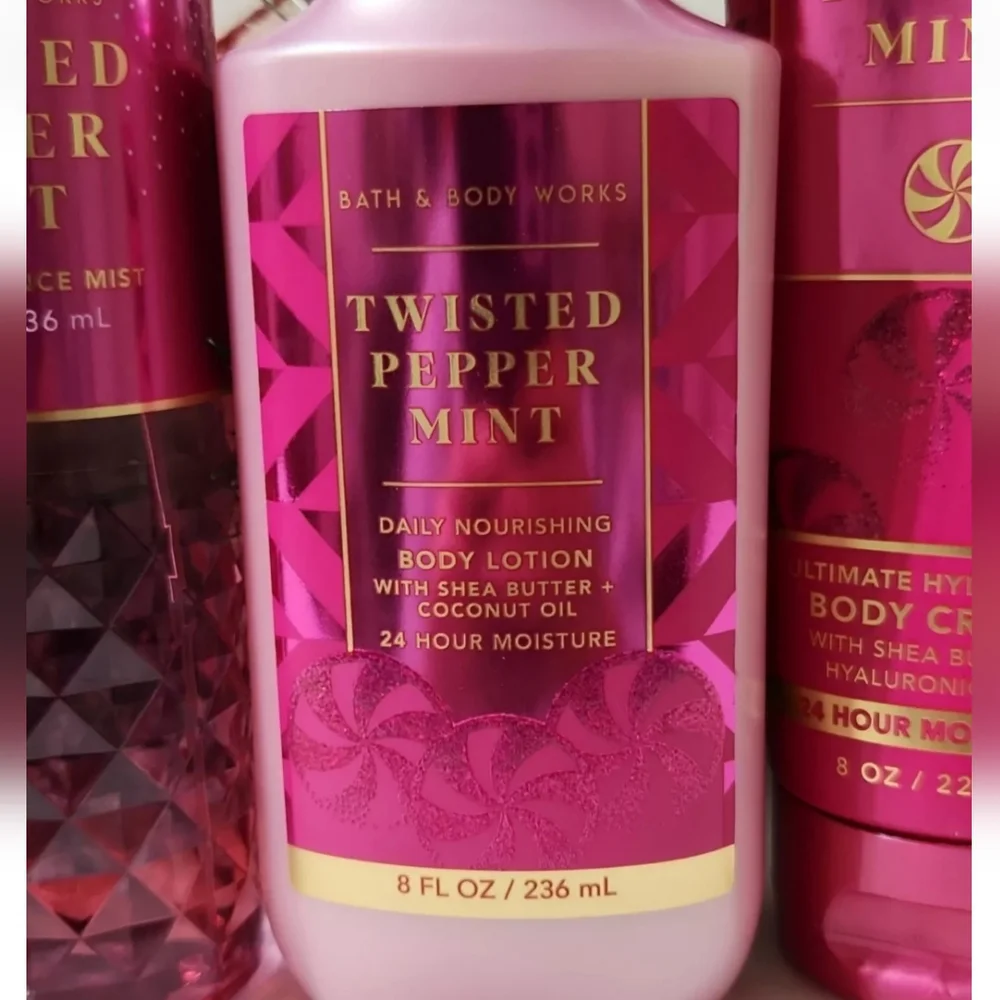 Bath & Body Works Twisted Peppermint 4pc Set Gel Lotion Cream Mist